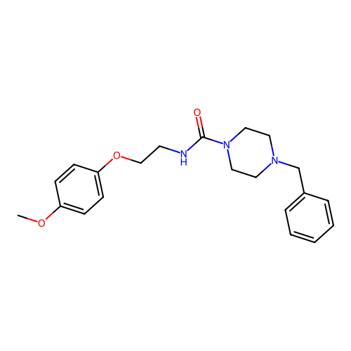 4-benzyl-N-[2-(4-methoxyphenoxy)ethyl]piperazine-1-carboxamide structure