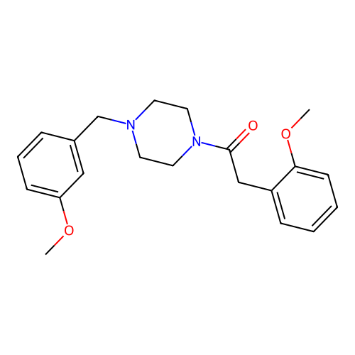 2-(2-Methoxyphenyl)-1-[4-[(3-methoxyphenyl)methyl]piperazin-1-yl]ethanone structure