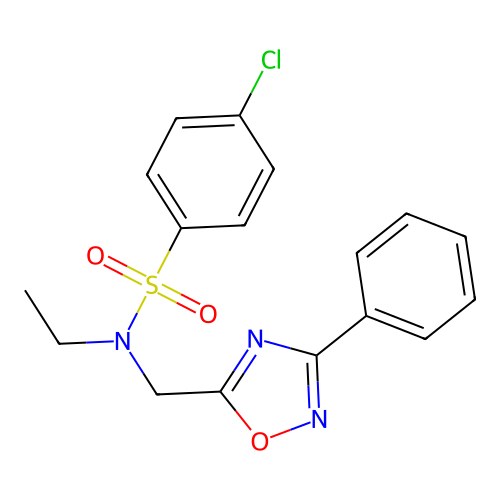 4-chloro-N-ethyl-N-[(3-phenyl-1,2,4-oxadiazol-5-yl)methyl]benzenesulfonamide structure
