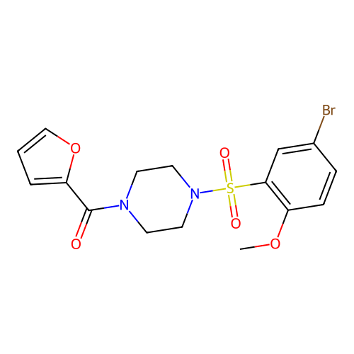 (4-((5-Bromo-2-methoxyphenyl)sulfonyl)piperazin-1-yl)(furan-2-yl)methanone structure