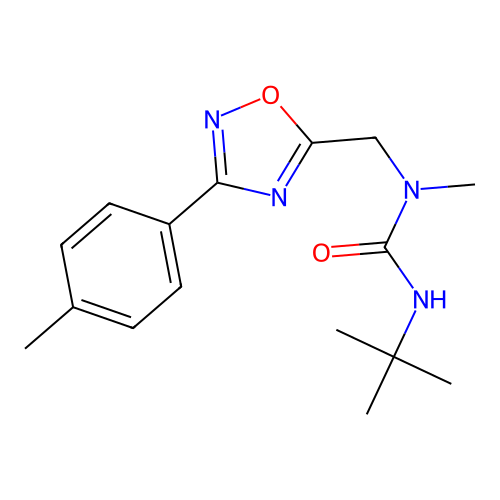 3-Tert-butyl-1-methyl-1-[[3-(4-methylphenyl)-1,2,4-oxadiazol-5-yl]methyl]urea structure
