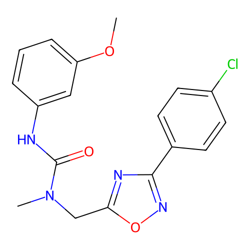 1-[[3-(4-chlorophenyl)-1,2,4-oxadiazol-5-yl]methyl]-3-(3-methoxyphenyl)-1-methylurea structure
