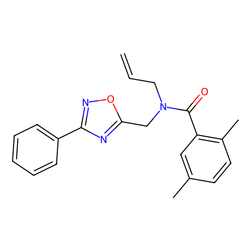 2,5-dimethyl-N-[(3-phenyl-1,2,4-oxadiazol-5-yl)methyl]-N-prop-2-enylbenzamide structure