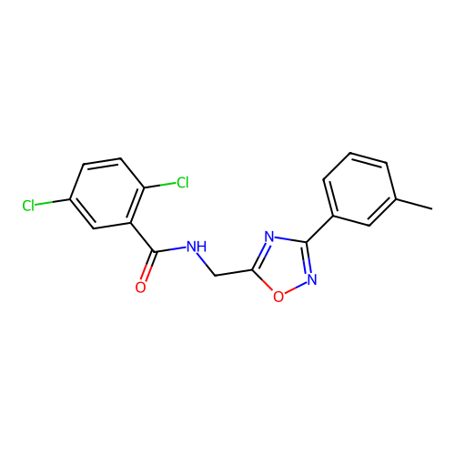 2,5-dichloro-N-[[3-(3-methylphenyl)-1,2,4-oxadiazol-5-yl]methyl]benzamide structure