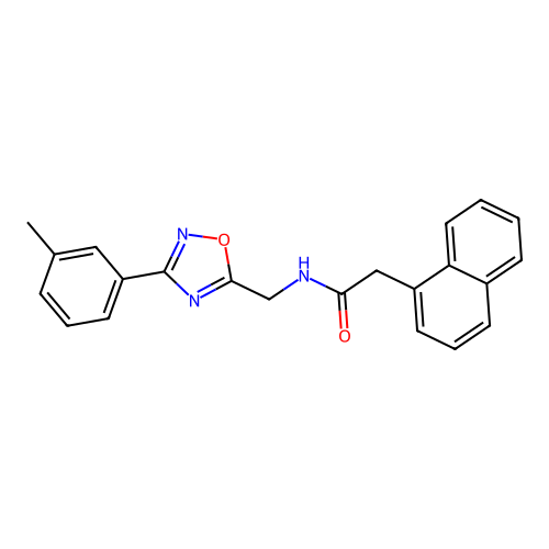 N-[[3-(3-methylphenyl)-1,2,4-oxadiazol-5-yl]methyl]-2-naphthalen-1-ylacetamide structure