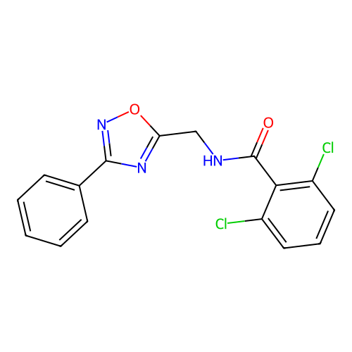 2,6-dichloro-N-[(3-phenyl-1,2,4-oxadiazol-5-yl)methyl]benzamide structure