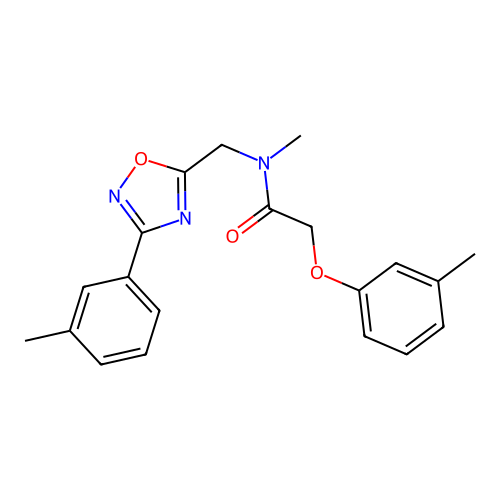 N-methyl-2-(3-methylphenoxy)-N-[[3-(3-methylphenyl)-1,2,4-oxadiazol-5-yl]methyl]acetamide structure