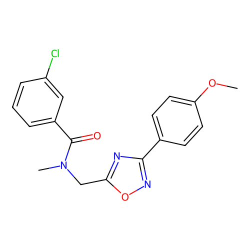 3-chloro-N-[[3-(4-methoxyphenyl)-1,2,4-oxadiazol-5-yl]methyl]-N-methylbenzamide structure