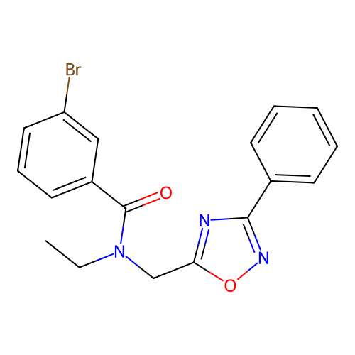 3-bromo-N-ethyl-N-[(3-phenyl-1,2,4-oxadiazol-5-yl)methyl]benzamide structure