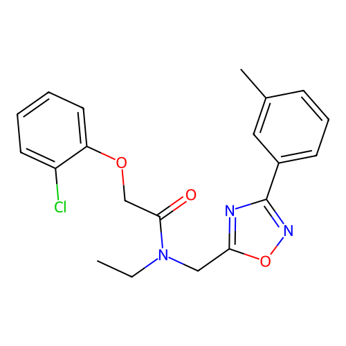 2-(2-chlorophenoxy)-N-ethyl-N-[[3-(3-methylphenyl)-1,2,4-oxadiazol-5-yl]methyl]acetamide structure