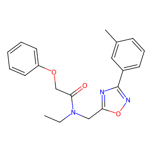 N-ethyl-N-[[3-(3-methylphenyl)-1,2,4-oxadiazol-5-yl]methyl]-2-phenoxyacetamide structure