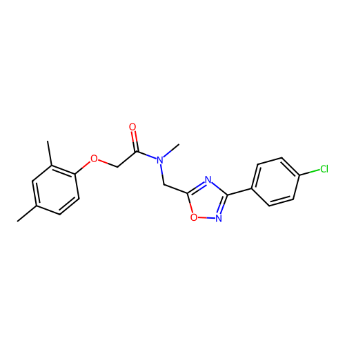 N-[[3-(4-chlorophenyl)-1,2,4-oxadiazol-5-yl]methyl]-2-(2,4-dimethylphenoxy)-N-methylacetamide structure