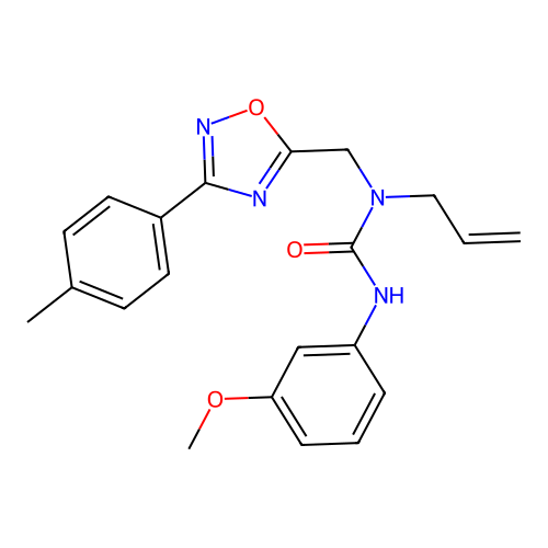 3-(3-methoxyphenyl)-1-[[3-(4-methylphenyl)-1,2,4-oxadiazol-5-yl]methyl]-1-prop-2-enylurea structure