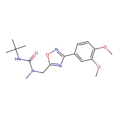 3-tert-butyl-1-[[3-(3,4-dimethoxyphenyl)-1,2,4-oxadiazol-5-yl]methyl]-1-methylurea structure