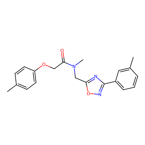 N-methyl-2-(4-methylphenoxy)-N-[[3-(3-methylphenyl)-1,2,4-oxadiazol-5-yl]methyl]acetamide structure