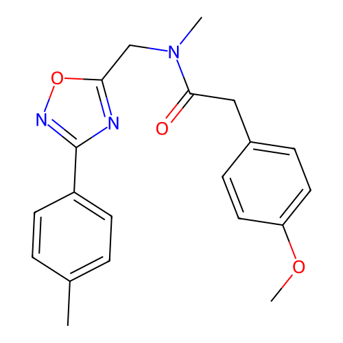 2-(4-methoxyphenyl)-N-methyl-N-[[3-(4-methylphenyl)-1,2,4-oxadiazol-5-yl]methyl]acetamide structure