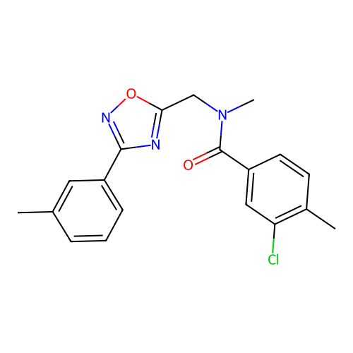 3-chloro-N,4-dimethyl-N-[[3-(3-methylphenyl)-1,2,4-oxadiazol-5-yl]methyl]benzamide structure
