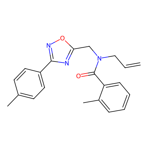 2-methyl-N-[[3-(4-methylphenyl)-1,2,4-oxadiazol-5-yl]methyl]-N-prop-2-enylbenzamide structure