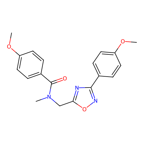 4-methoxy-N-[[3-(4-methoxyphenyl)-1,2,4-oxadiazol-5-yl]methyl]-N-methylbenzamide structure