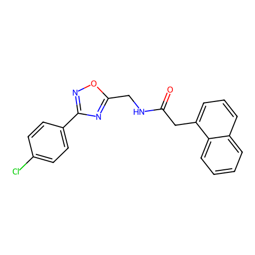N-[[3-(4-chlorophenyl)-1,2,4-oxadiazol-5-yl]methyl]-2-naphthalen-1-ylacetamide structure