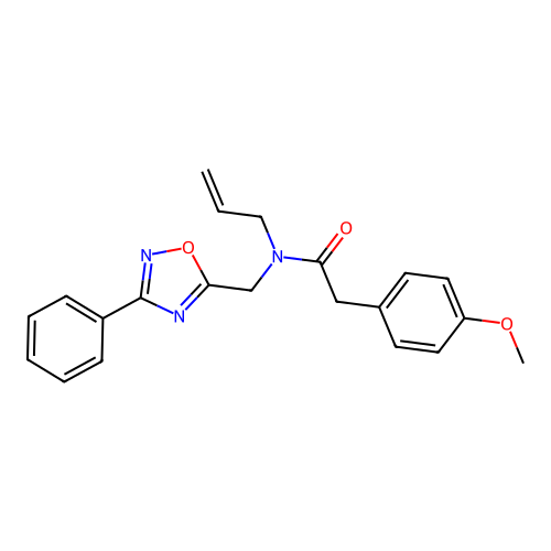 2-(4-methoxyphenyl)-N-[(3-phenyl-1,2,4-oxadiazol-5-yl)methyl]-N-prop-2-enylacetamide structure