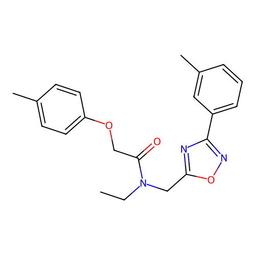 N-ethyl-2-(4-methylphenoxy)-N-[[3-(3-methylphenyl)-1,2,4-oxadiazol-5-yl]methyl]acetamide structure