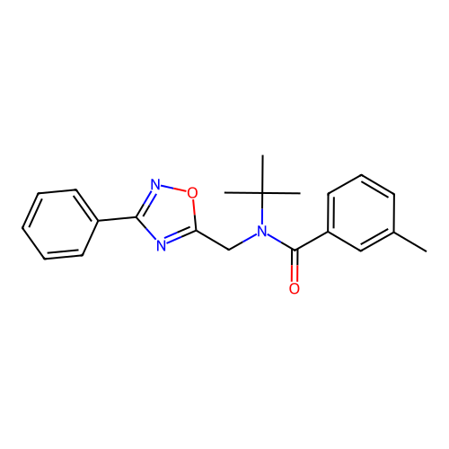 N-tert-butyl-3-methyl-N-[(3-phenyl-1,2,4-oxadiazol-5-yl)methyl]benzamide structure