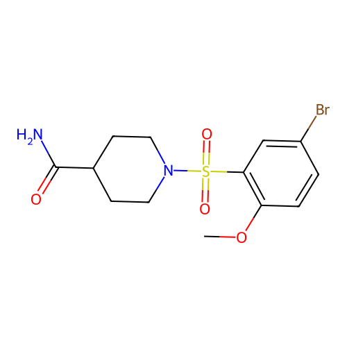 1-(5-Bromo-2-methoxyphenyl)sulfonylpiperidine-4-carboxamide structure