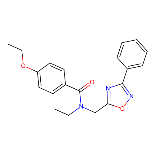 4-ethoxy-N-ethyl-N-[(3-phenyl-1,2,4-oxadiazol-5-yl)methyl]benzamide structure