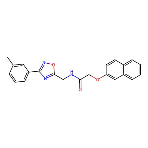 N-[[3-(3-methylphenyl)-1,2,4-oxadiazol-5-yl]methyl]-2-naphthalen-2-yloxyacetamide structure