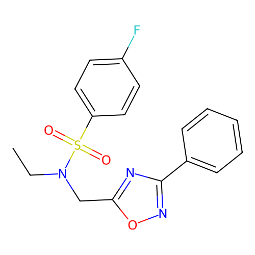 N-ethyl-4-fluoro-N-[(3-phenyl-1,2,4-oxadiazol-5-yl)methyl]benzenesulfonamide structure