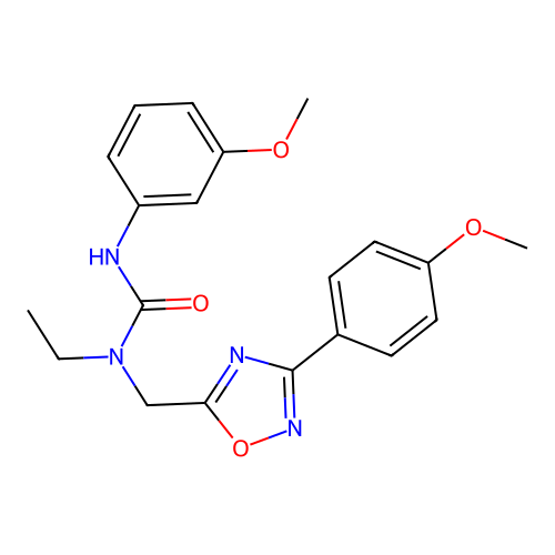 1-ethyl-3-(3-methoxyphenyl)-1-[[3-(4-methoxyphenyl)-1,2,4-oxadiazol-5-yl]methyl]urea structure