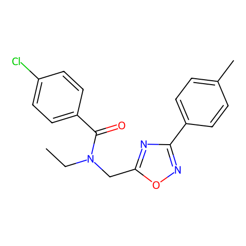 4-chloro-N-ethyl-N-[[3-(4-methylphenyl)-1,2,4-oxadiazol-5-yl]methyl]benzamide structure