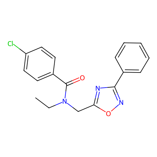 4-chloro-N-ethyl-N-[(3-phenyl-1,2,4-oxadiazol-5-yl)methyl]benzamide structure