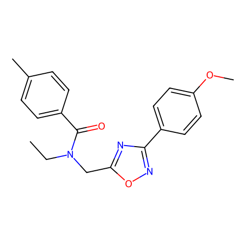 N-ethyl-N-[[3-(4-methoxyphenyl)-1,2,4-oxadiazol-5-yl]methyl]-4-methylbenzamide structure