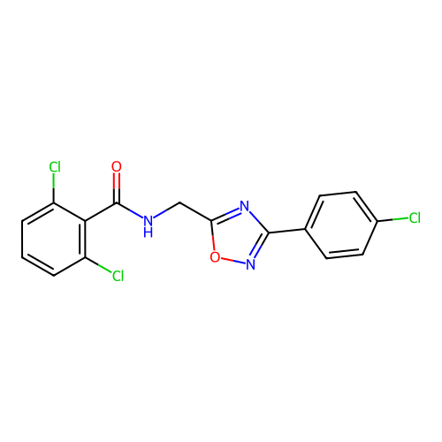 2,6-dichloro-N-[[3-(4-chlorophenyl)-1,2,4-oxadiazol-5-yl]methyl]benzamide structure