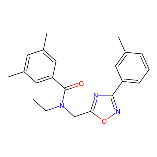 N-ethyl-3,5-dimethyl-N-[[3-(3-methylphenyl)-1,2,4-oxadiazol-5-yl]methyl]benzamide structure