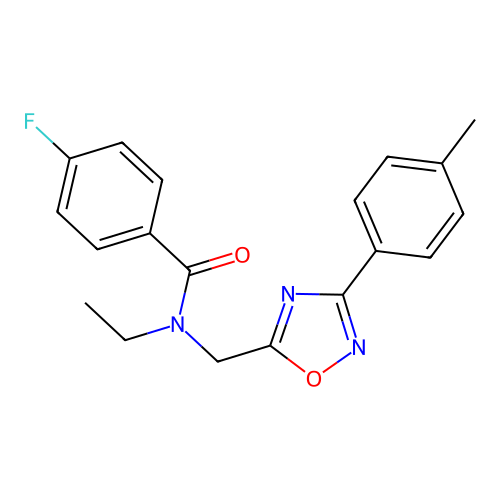 N-ethyl-4-fluoro-N-[[3-(4-methylphenyl)-1,2,4-oxadiazol-5-yl]methyl]benzamide structure