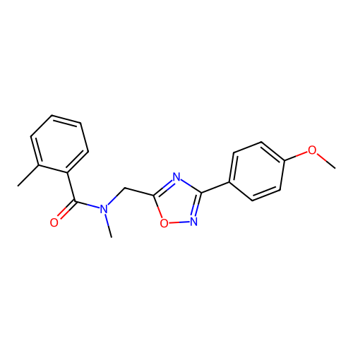 N-[[3-(4-methoxyphenyl)-1,2,4-oxadiazol-5-yl]methyl]-N,2-dimethylbenzamide structure