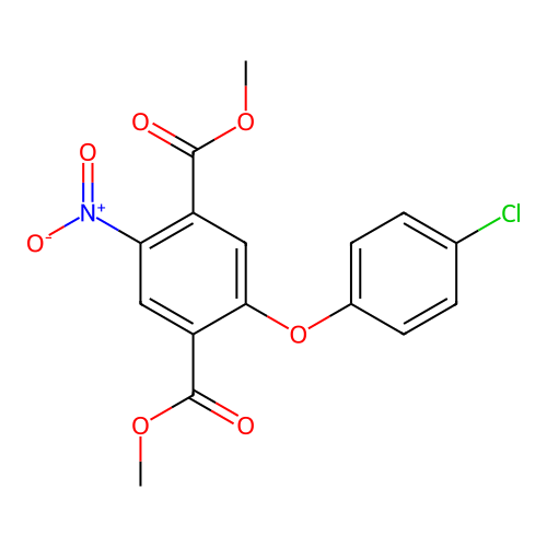 Dimethyl 2-(4-chlorophenoxy)-5-nitrobenzene-1,4-dicarboxylate structure