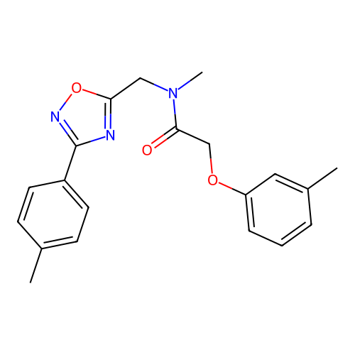 N-methyl-2-(3-methylphenoxy)-N-[[3-(4-methylphenyl)-1,2,4-oxadiazol-5-yl]methyl]acetamide structure