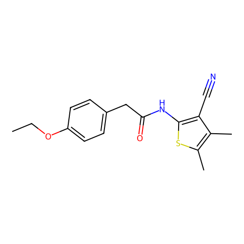 N-(3-cyano-4,5-dimethylthiophen-2-yl)-2-(4-ethoxyphenyl)acetamide structure