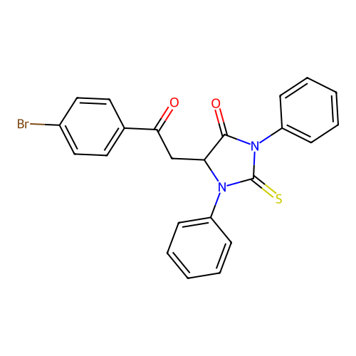 5-[2-(4-Bromophenyl)-2-oxoethyl]-1,3-diphenyl-2-sulfanylidene-4-imidazolidinone structure