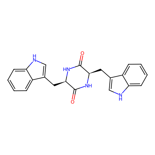 (3R,6R)-3,6-bis[(1H-indol-3-yl)methyl]piperazine-2,5-dione structure