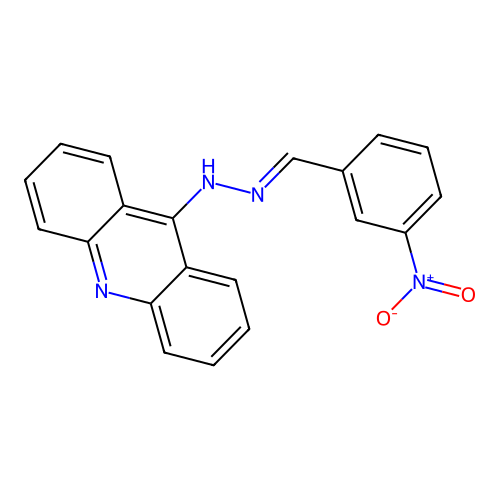 Benzaldehyde, 3-nitro-, 9-acridinylhydrazone structure