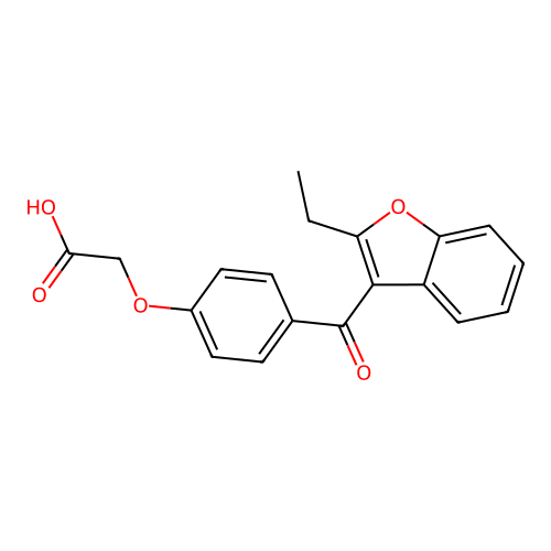 Acetic acid, 2-[4-[(2-ethyl-3-benzofuranyl)carbonyl]phenoxy]- structure