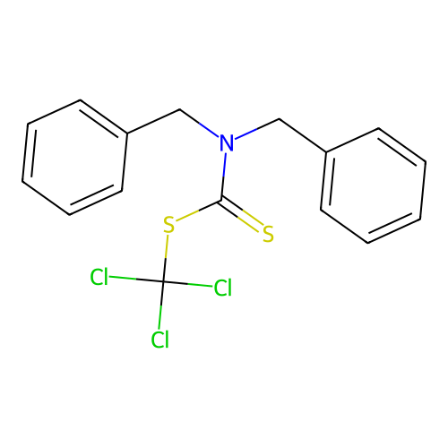 Carbamodithioic acid, bis(phenylmethyl)-, trichloromethyl ester structure