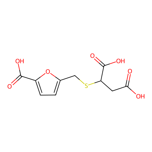2-{[(5-Carboxyfuran-2-yl)methyl]sulfanyl}butanedioic acid structure