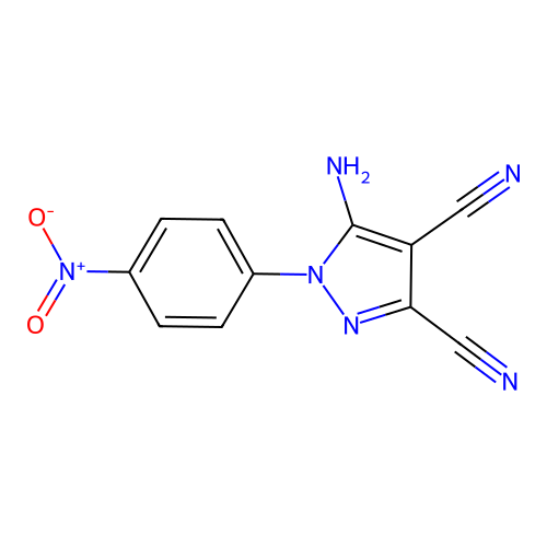 5-amino-1-(4-nitrophenyl)-1H-pyrazole-3,4-dicarbonitrile structure