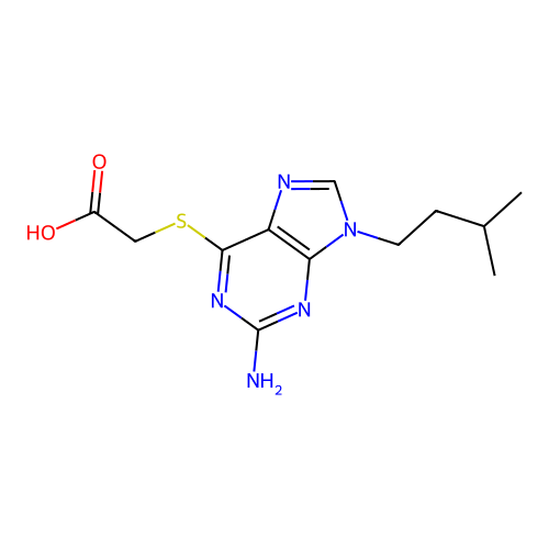 2-[2-Amino-9-(3-methylbutyl)purin-6-yl]sulfanylacetic acid structure